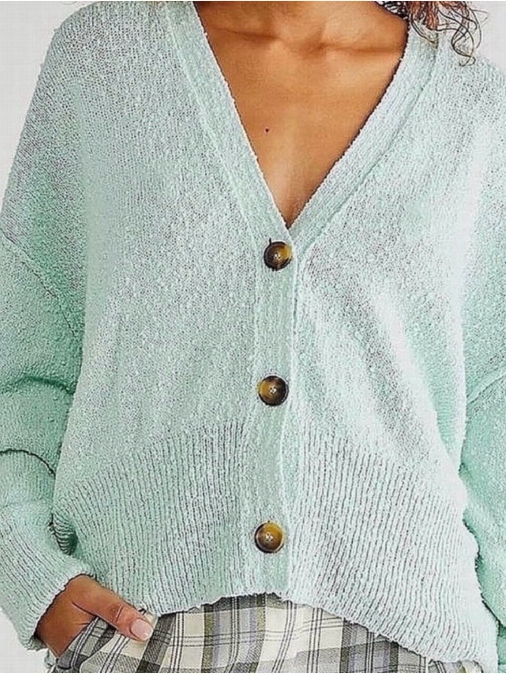 Free People Women's Found My Friend' Mint Cardi - Picture 1 of 2